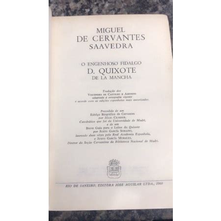 O Engenhoso Fidalgo D Quixote De La Mancha Miguel De Cervantes