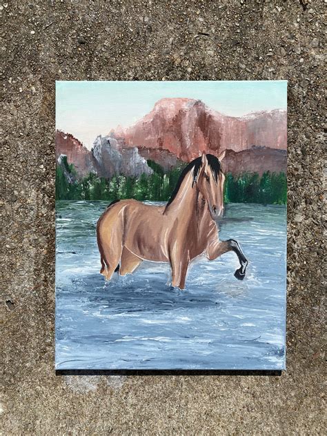 Horse Landscape Painting on Canvas - Etsy