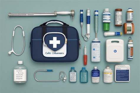 A collection of medical care items including a medical bag | Premium AI ...