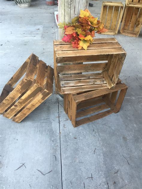 Rustic wood crates set of three by MerishcasVintage on Etsy