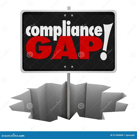 Compliance Gap Warning Sign Hole Follow Rules Regulations Guidelines