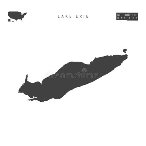 Lake Erie Vector Map Isolated On White Background High Detailed Black