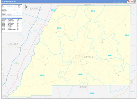 Attala County, MS Digital Map - Basic