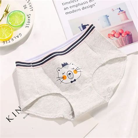 Hui Guan Stundent Style Cartoon Girls Panties Cotton Underwear Women