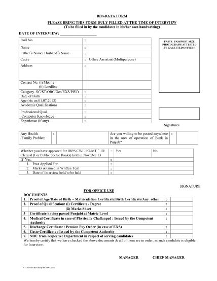 Philippines Simple Biodata Format Pdf Fillable Biodata Form