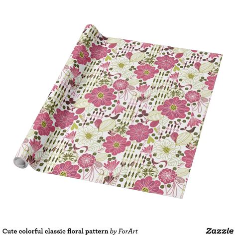 Cute colorful classic floral pattern Wrapping Paper Modern Wrapping ...