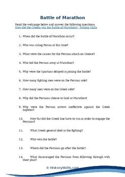 Battle Of Marathon Reading Questions Worksheet By History Skills Online