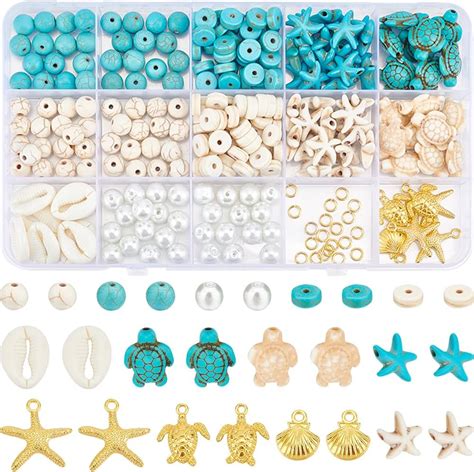 Amazon SUNNYCLUE 1 Box 292Pcs Sea Turtle Beads Seashell Starfish