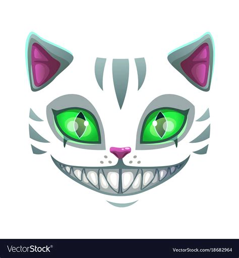 Fantasy scary smiling cat face Royalty Free Vector Image