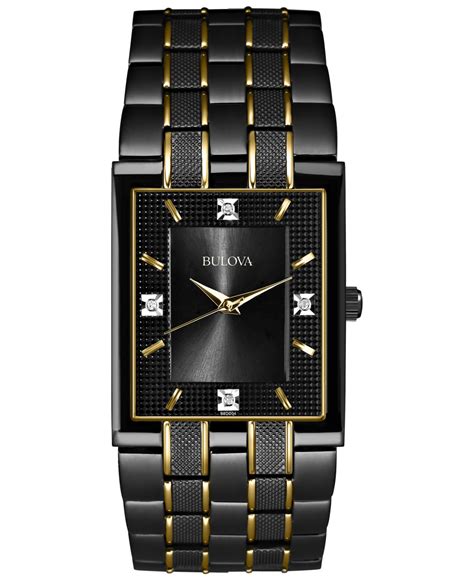 Bulova Men S Diamond Accent Black And Gold Tone Stainless Steel