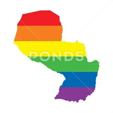 Paraguay Lgbtq Gay Pride Flag Map Royalty Free