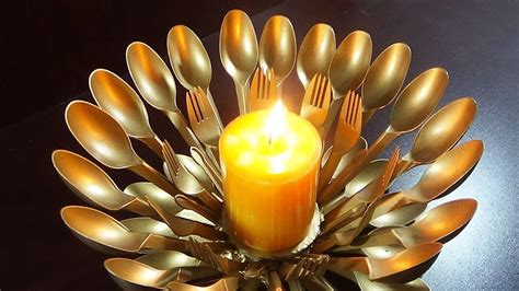 Diy Home Decor How To Make A Candle Light Stand With Plastic Spoons