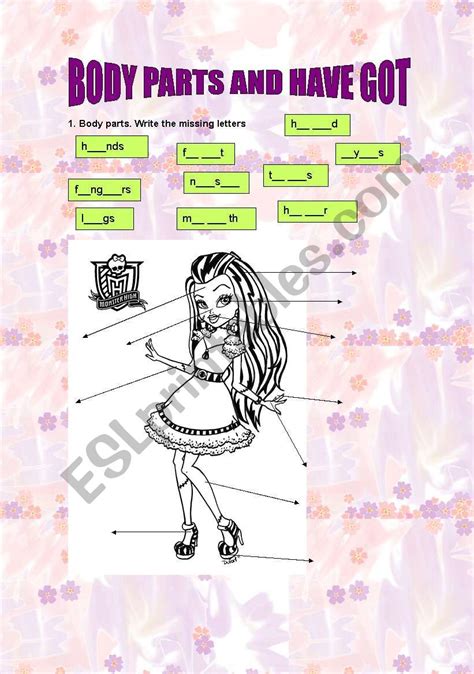 English Worksheets Body Parts And Have Got