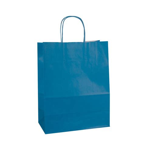 Sacs Papier Kraft Bleu Turquoise 23 X 12 X H 30 Cm 90 G Laval Europe