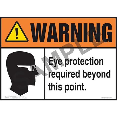 Warning Eye Protection Required Beyond This Point With Graphic Ansi Sign