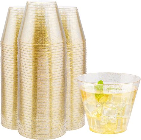 Amazon I Pcs Gold Plastic Cups Oz Hard Gold Glitter