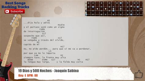 19 Días Y 500 Noches Joaquin Sabina Bass Backing Track with chords