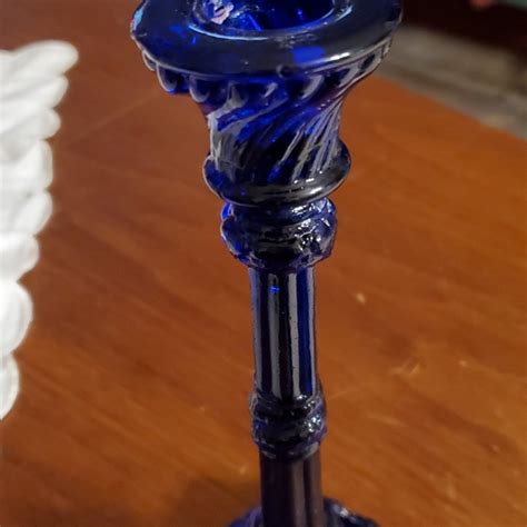 Vintage Accents S Portieux Vallerystahal Cobalt Blue Candlestick