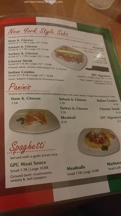 Menu at The Great Pizza Company pizzeria, Eustis