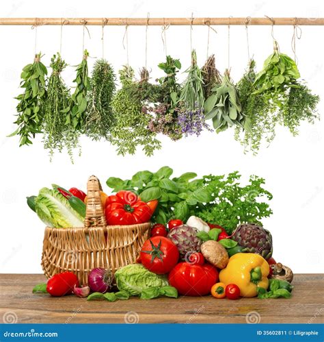 Legumes Frescos E Cesta De Herbs Shopping Interior Da Cozinha Imagem