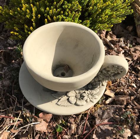 Tea Cup And Saucer Planter Stone Garden Ornament Folksy