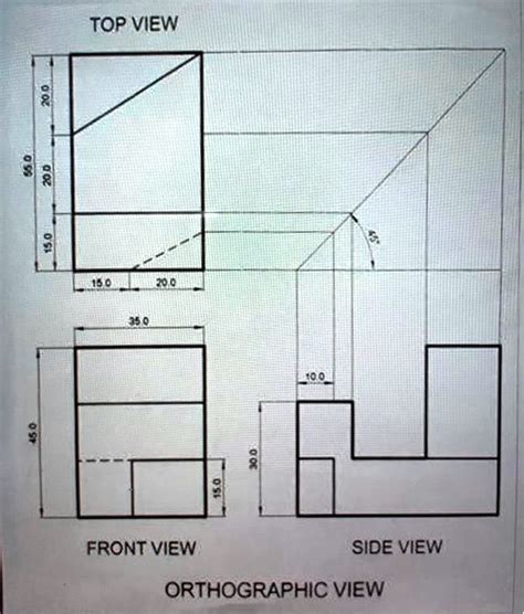 Solved Draw The Isometric View With Steps And Dimensions Top View