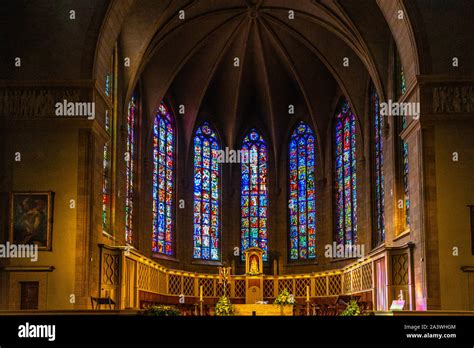 Cathedral of Notre-dame in Luxembourg interior view Stock Photo - Alamy