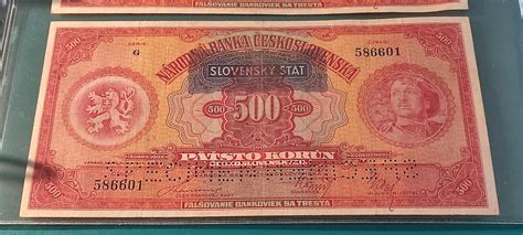 500 KORUN ČESKOSLOVENSKÝCH R 1929 SÉRIE G SLOVENSKÝ ŠTÁT 1939 Aukro