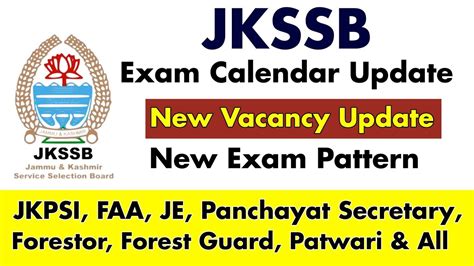 JKSSB Exam Calendar 2022 JKSSB New Vacancy Update Exam Pattern 2022