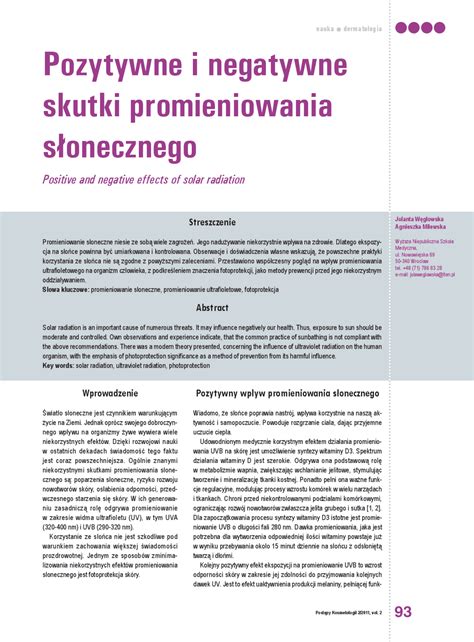 Pozytywne i negatywne skutki promieniowania słonecznego Resúmenes