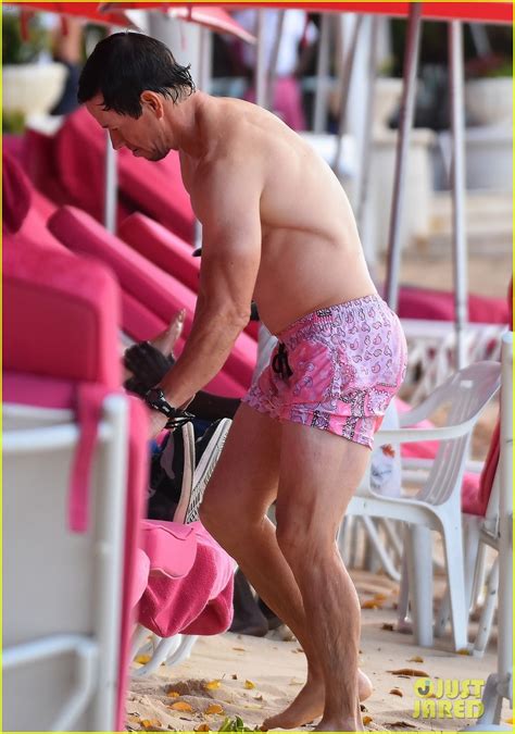 Mark Wahlberg Hits The Beach In Short Swim Trunks On Christmas Eve