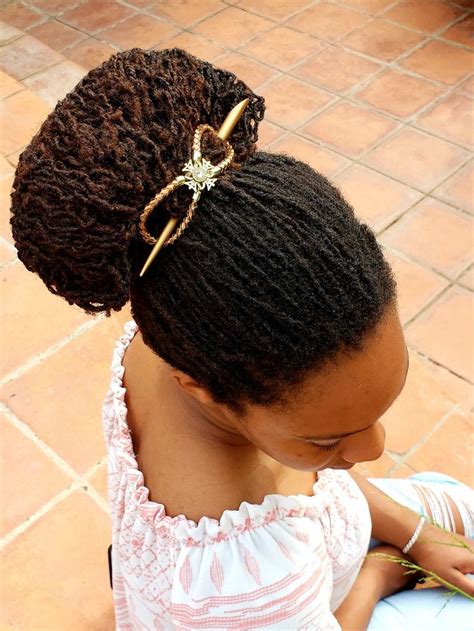 Gorgeous Thick Locs In A Bun Hairstyle Sisterlocks Interlocks Bun Hairstyle Locks