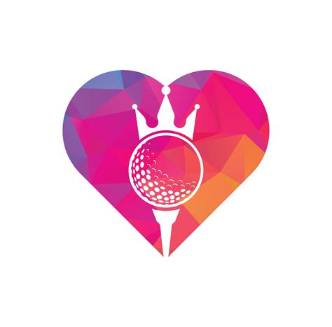 Diseño De Logotipo Vectorial De Concepto De Forma De Corazón De Golf Rey Pelota De Golf Con