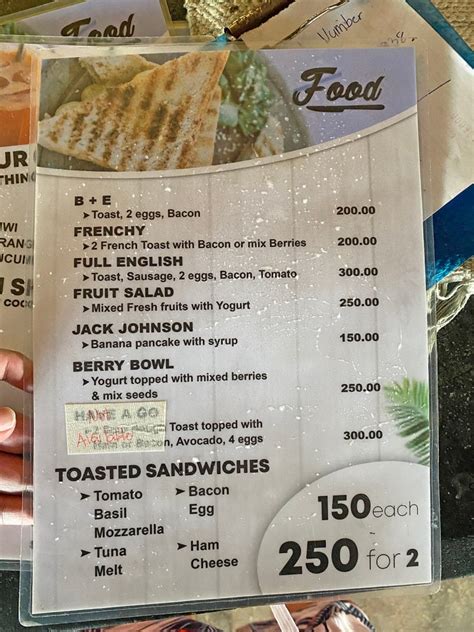 Cafe Loka Menu About Siargao