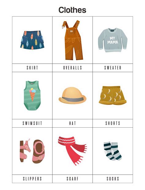 Free Printable Clothes Flashcards Pdf