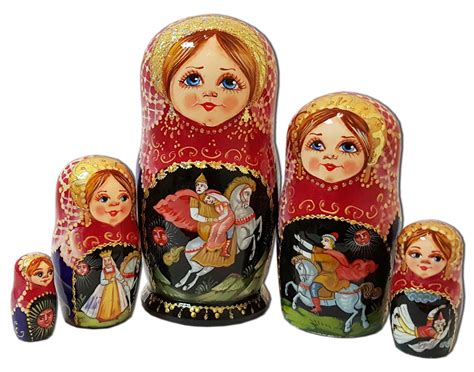 Matryoshka Nesting Doll 5pcs Fairy Tales Etsy Nesting Dolls