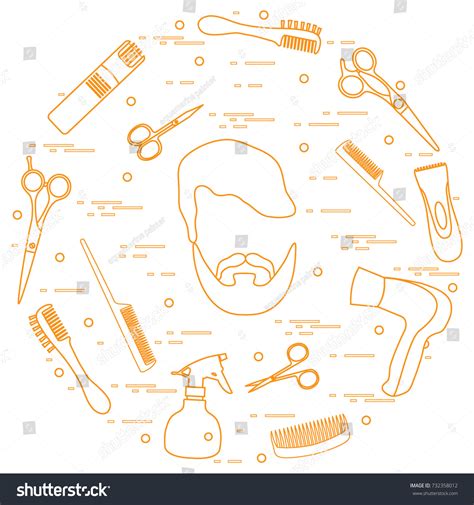 Illustration Men Hairstyles Beards Mustaches Hairdresser Stock Vector Royalty Free 732358012