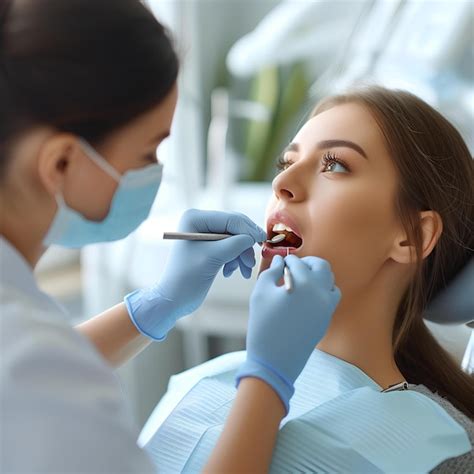 Premium Photo A Woman Getting Her Teeth Checked By A Dentist