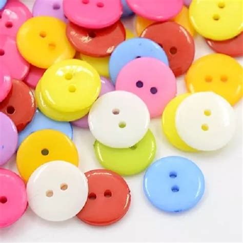 Lot De Boutons Rond Plats Lisses Trous Acrylique Mm Multicolores