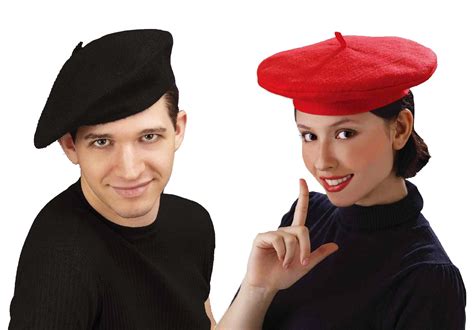 French Beret Black Or Red Adult Costume Hat Ebay