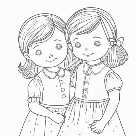 girl drawing twin sisters - Print now for free | Drawing Ideas Easy