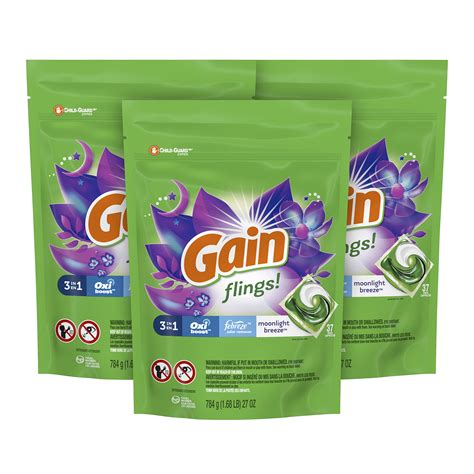 Gain Flings In Laundry Detergent Soap Pods Moonlight Breeze Scent