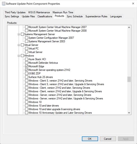Enable Windows Server 2022 Updates in SCCM ConfigMgr