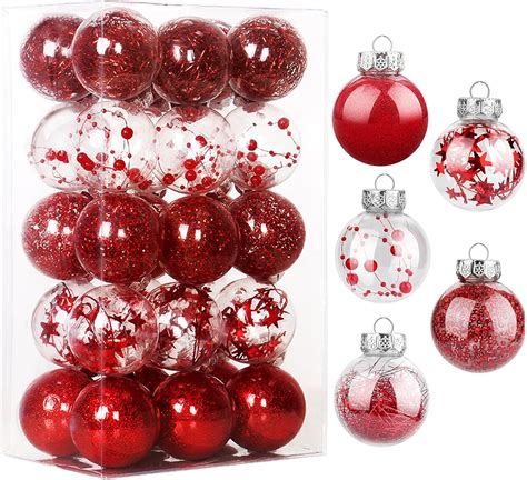 Dremisland Christmas Baubles 30pcs Christmas Tree Decorations Red Xmas Balls 60mm Large