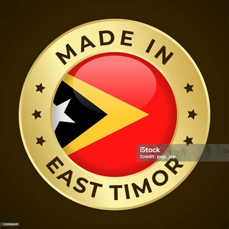 Dibuat Di Timor Leste Grafik Vektor Lambang Lencana Label Emas Bulat