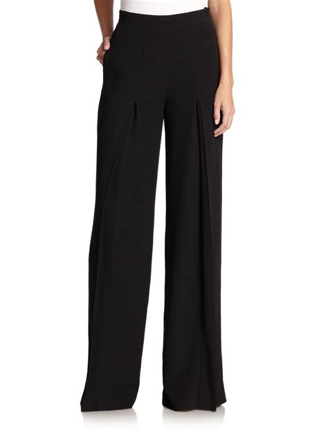 Lyst Ralph Lauren Black Label Pleated Wide Leg Pants In Black