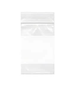 Dazzling Displays 100 Pack 2 Mil Clear Resealable Poly Bags With White