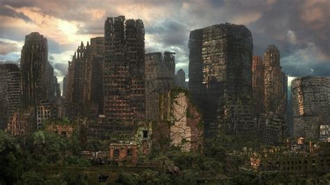 1920x1080 city, ruins, creepers, ruins, post-apocalyptic, Art ...