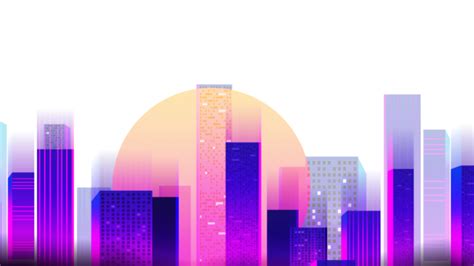 Night City Silhouette In Neon Glowing Colors City Bridge Background