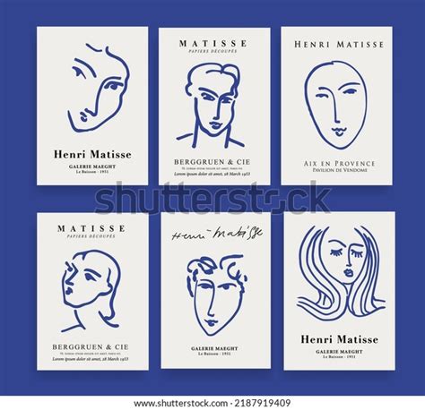 Matisse Abstract Portrait Art Set Aesthetic Stock Vector (Royalty Free ...